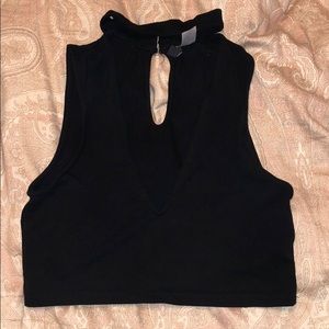 Low cut Crop top with choker attached